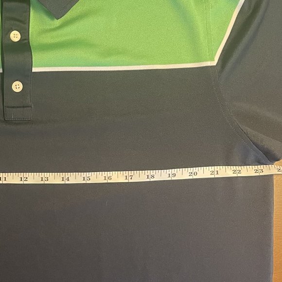 Footjoy FJ Men's Large (L) Solid Blue and Green Short-Sleeve Golf Polo Shirt - Picture 6 of 8